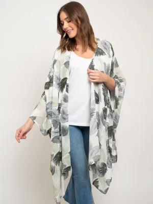 WOMEN'S LEAF PRINT CARDIGAN