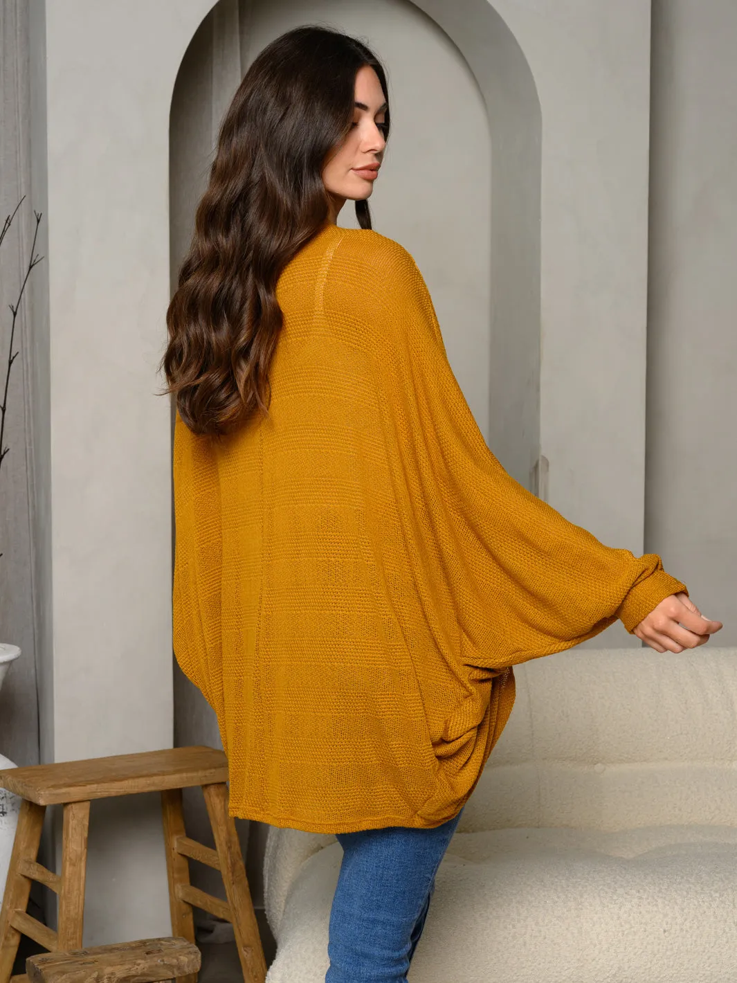 WOMEN'S LONG DRAPE SLEEVE OPEN FRONT CARDIGAN