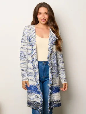 WOMEN'S LONG SLEEVE OPEN FRONT COLORBLOCK CARDIGAN