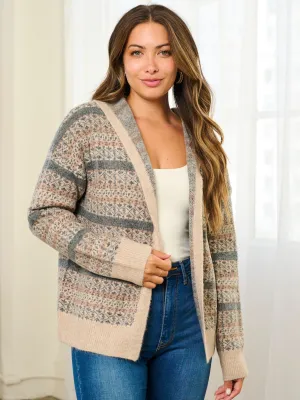 WOMEN'S LONG SLEEVE OPEN FRONT HOODED SWEATER CARDIGAN