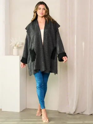 WOMEN'S LONG SLEEVES POCKETS OPEN FRONT CARDIGAN