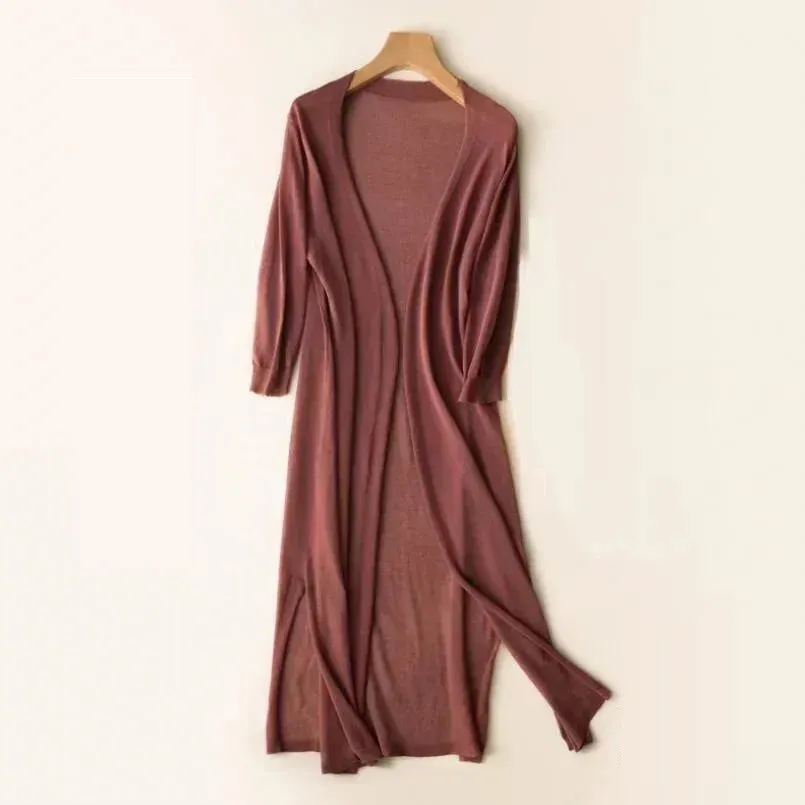 Women's Longline Cardigan – Lightweight Knit – Open Front – Elegant Layer – Spring Essential