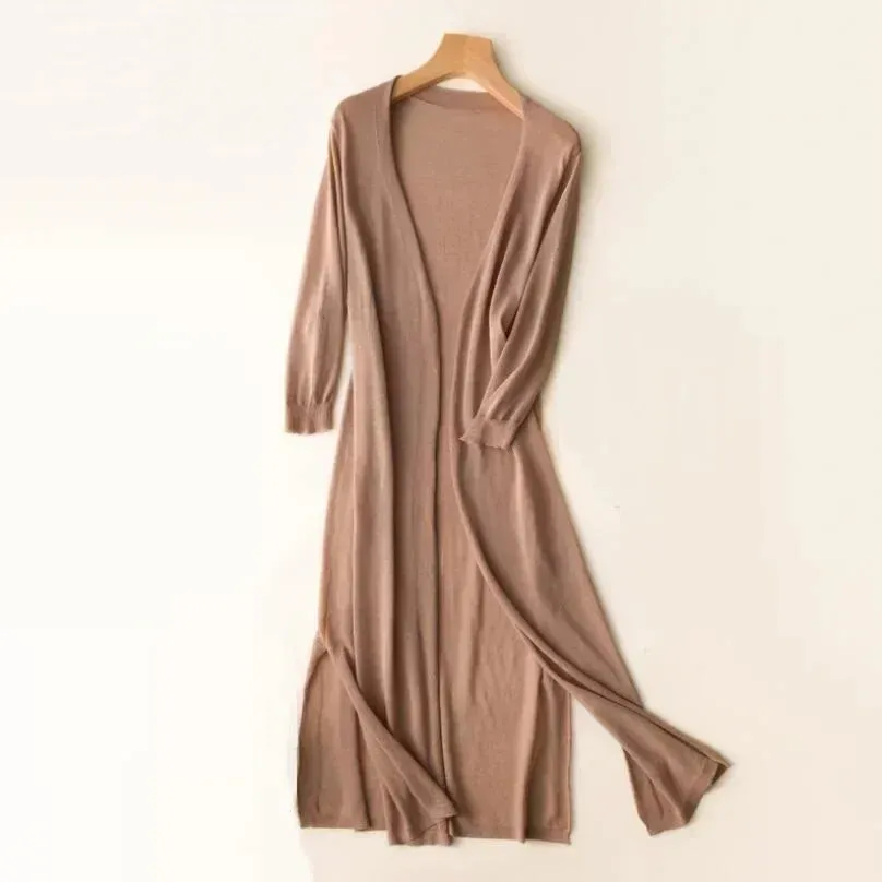 Women's Longline Cardigan – Lightweight Knit – Open Front – Elegant Layer – Spring Essential