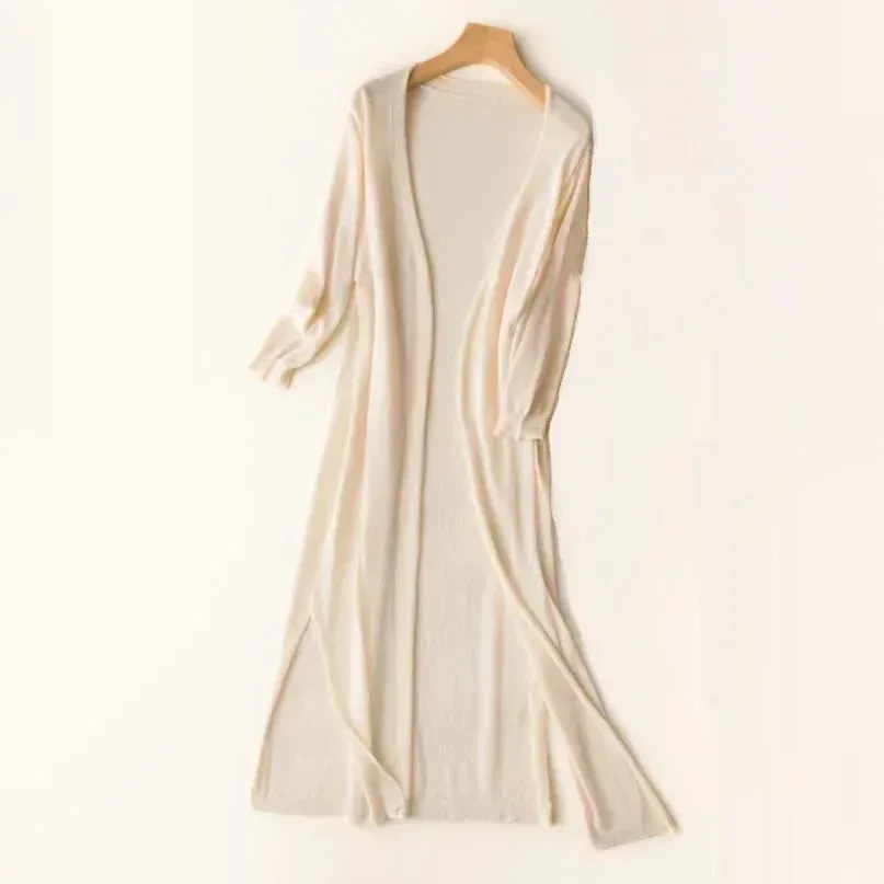 Women's Longline Cardigan – Lightweight Knit – Open Front – Elegant Layer – Spring Essential