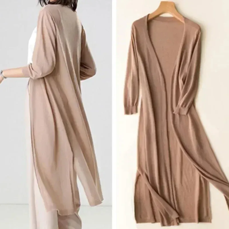Women's Longline Cardigan – Lightweight Knit – Open Front – Elegant Layer – Spring Essential
