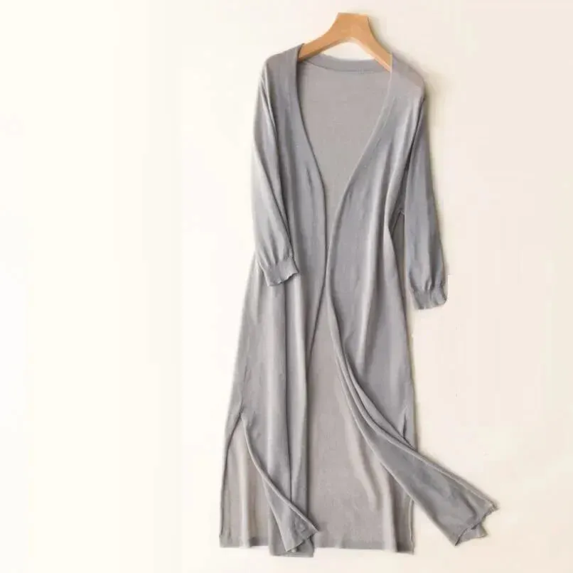 Women's Longline Cardigan – Lightweight Knit – Open Front – Elegant Layer – Spring Essential