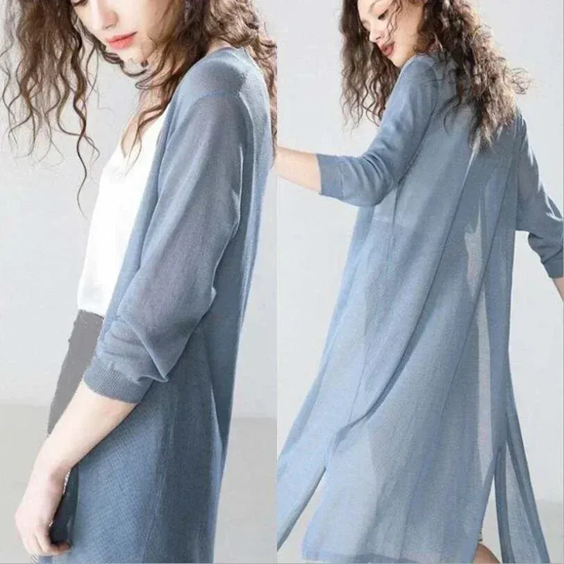 Women's Longline Cardigan – Lightweight Knit – Open Front – Elegant Layer – Spring Essential