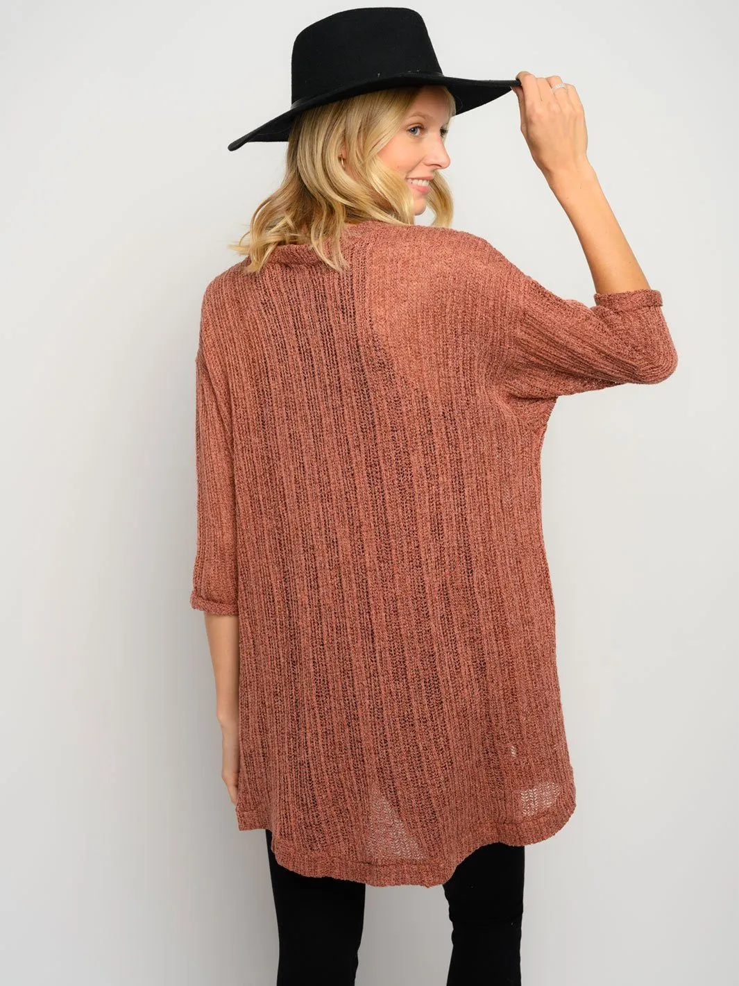 WOMEN'S OPEN KNIT COCOON CARDIGAN