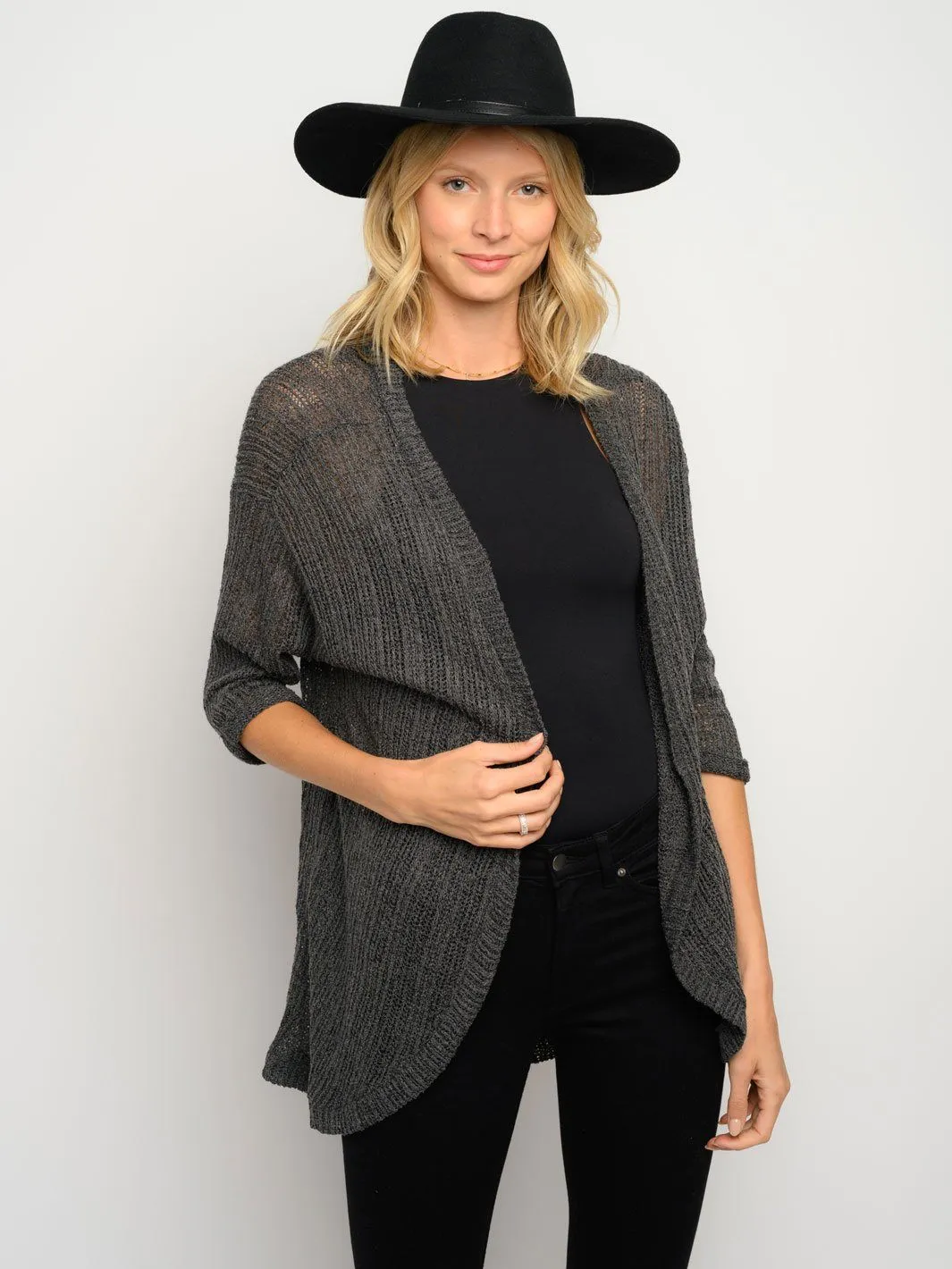 WOMEN'S OPEN KNIT COCOON CARDIGAN