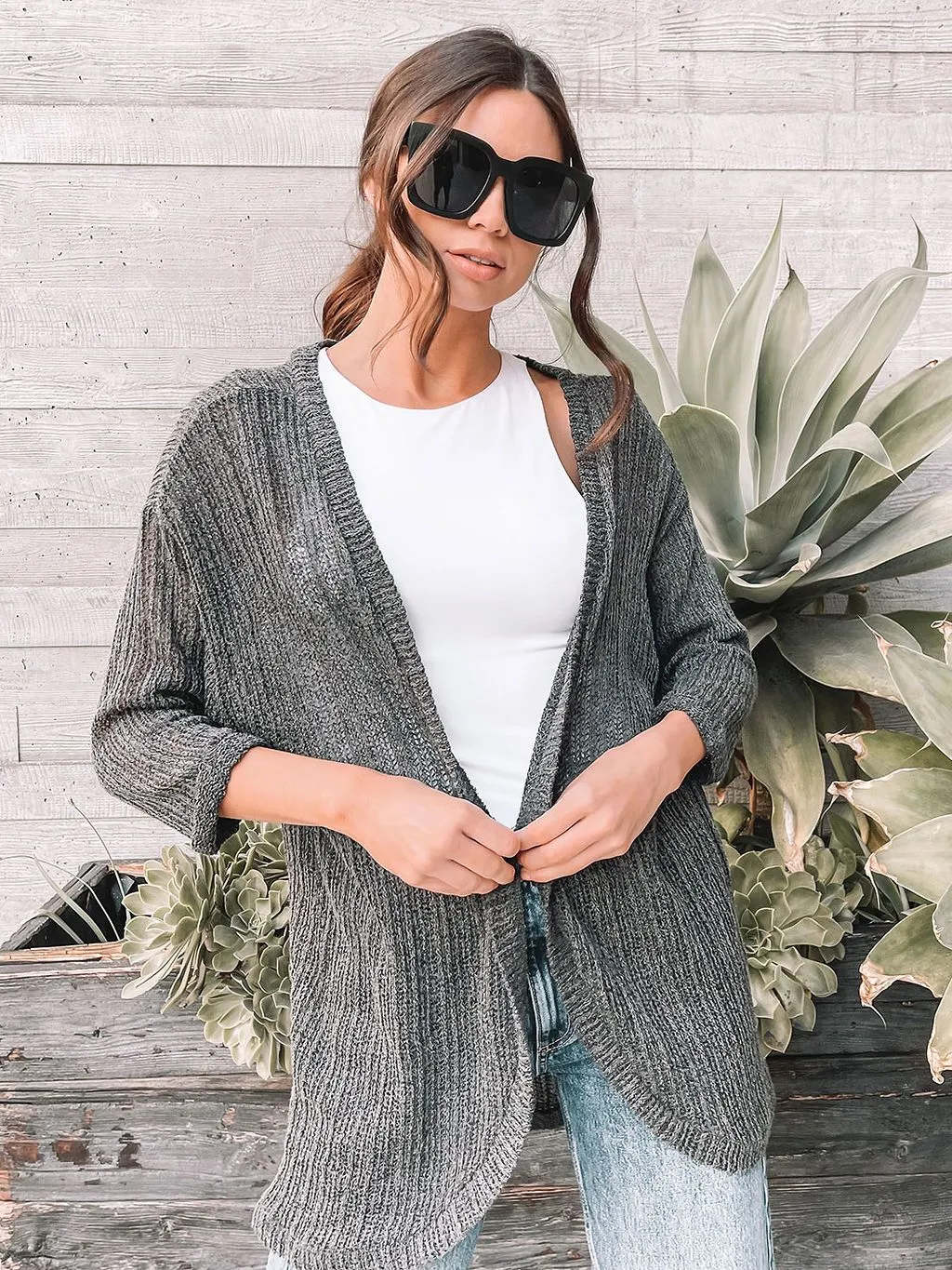 WOMEN'S OPEN KNIT COCOON CARDIGAN