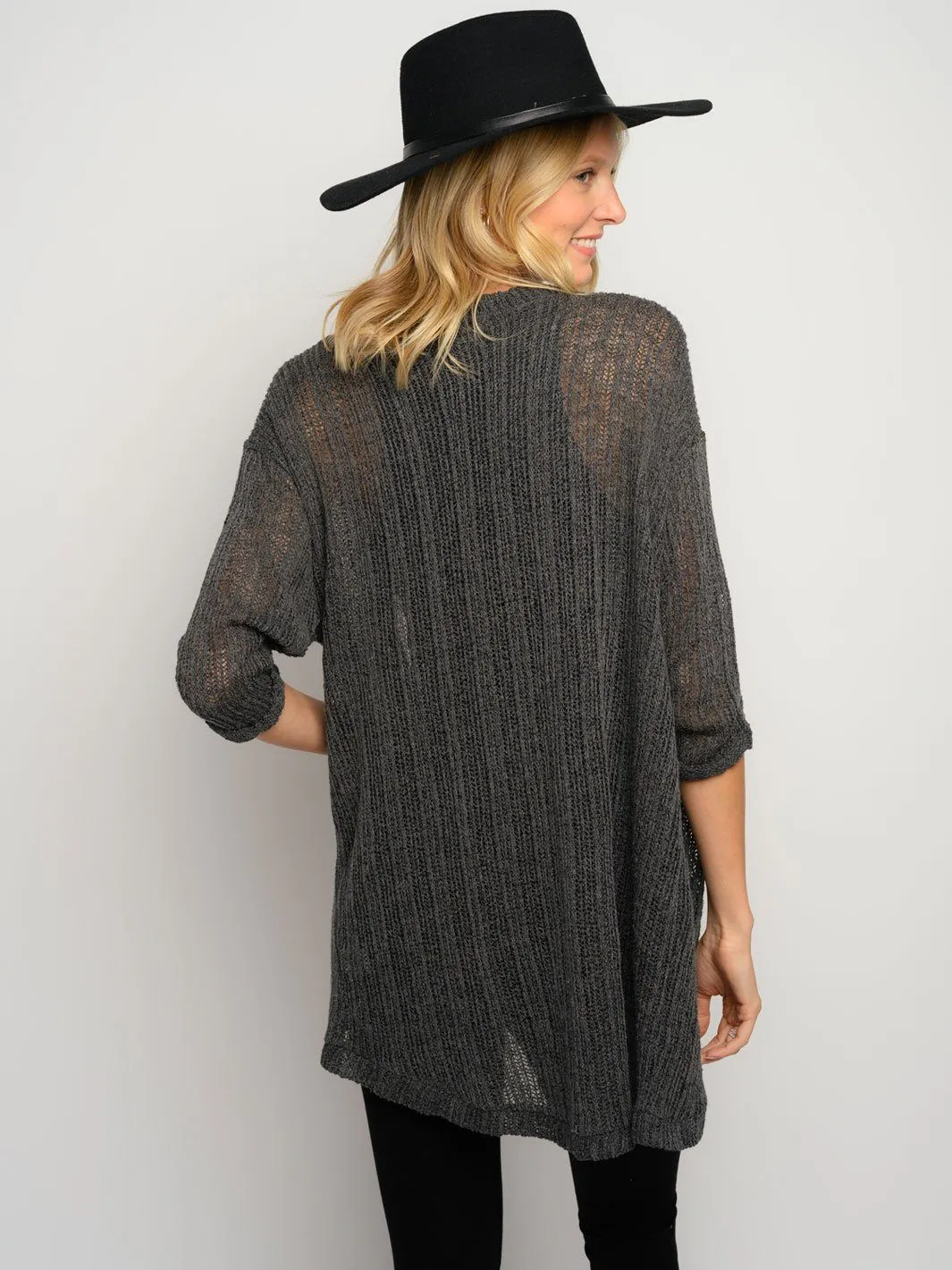 WOMEN'S OPEN KNIT COCOON CARDIGAN