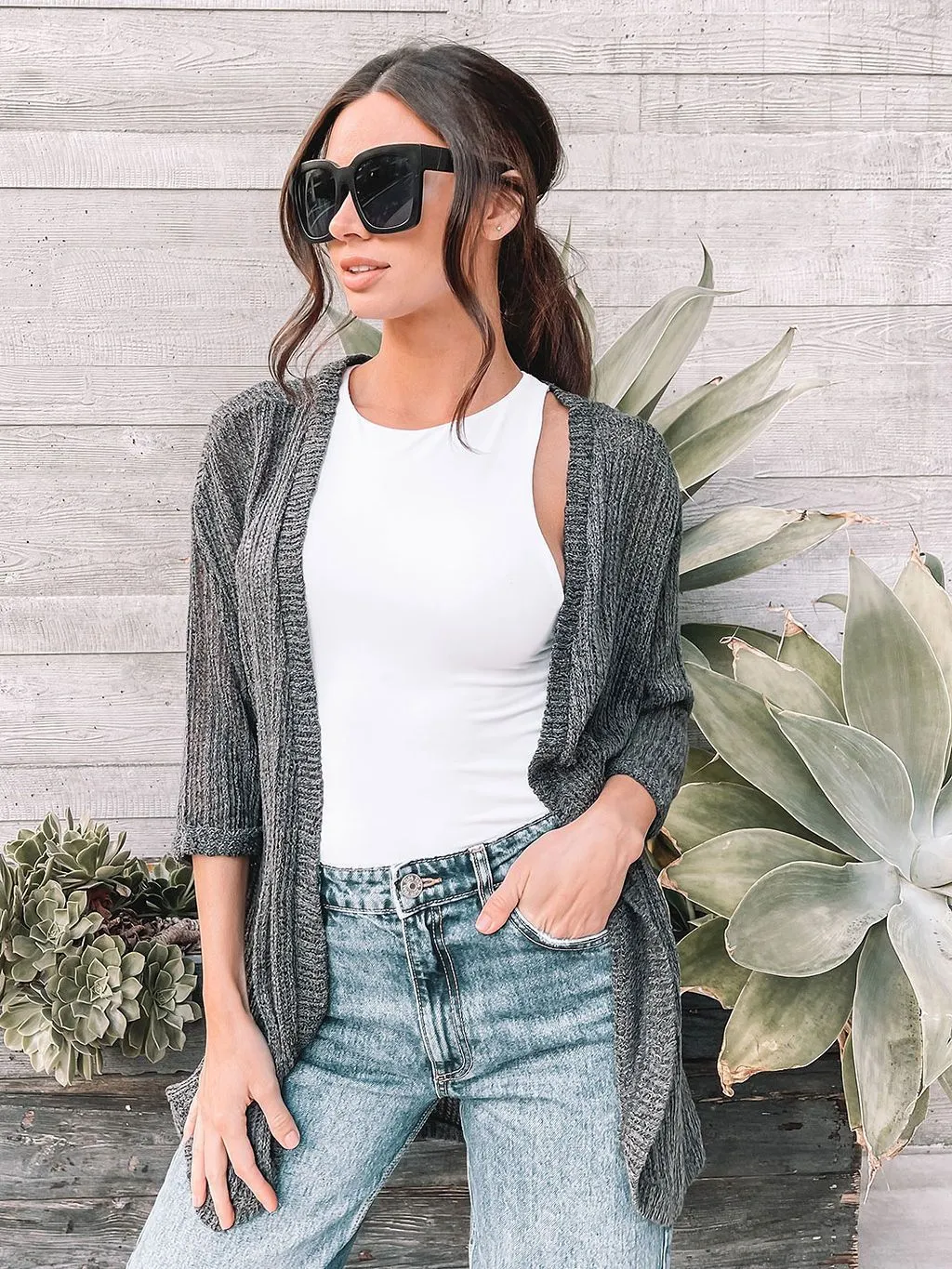 WOMEN'S OPEN KNIT COCOON CARDIGAN