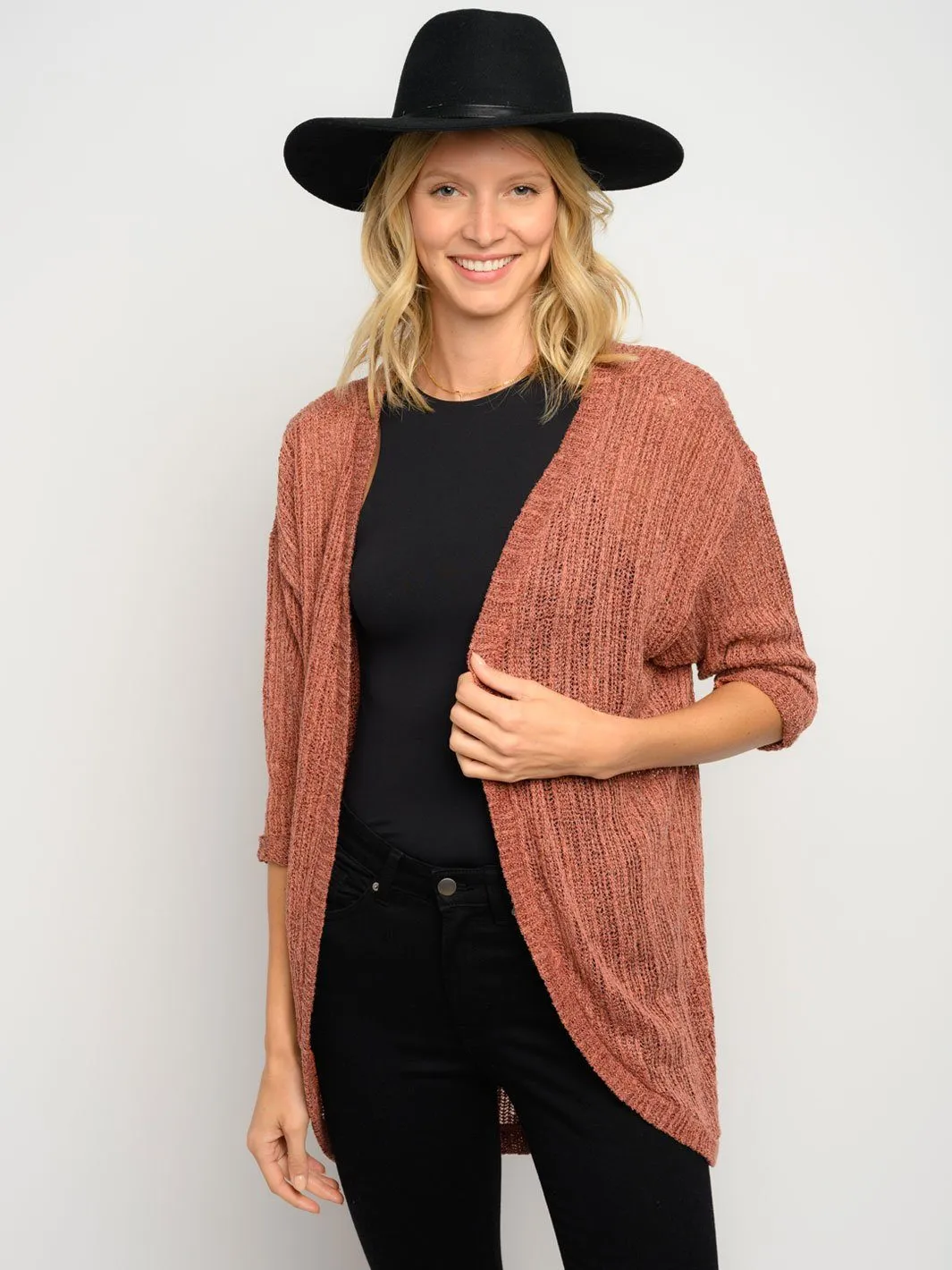 WOMEN'S OPEN KNIT COCOON CARDIGAN