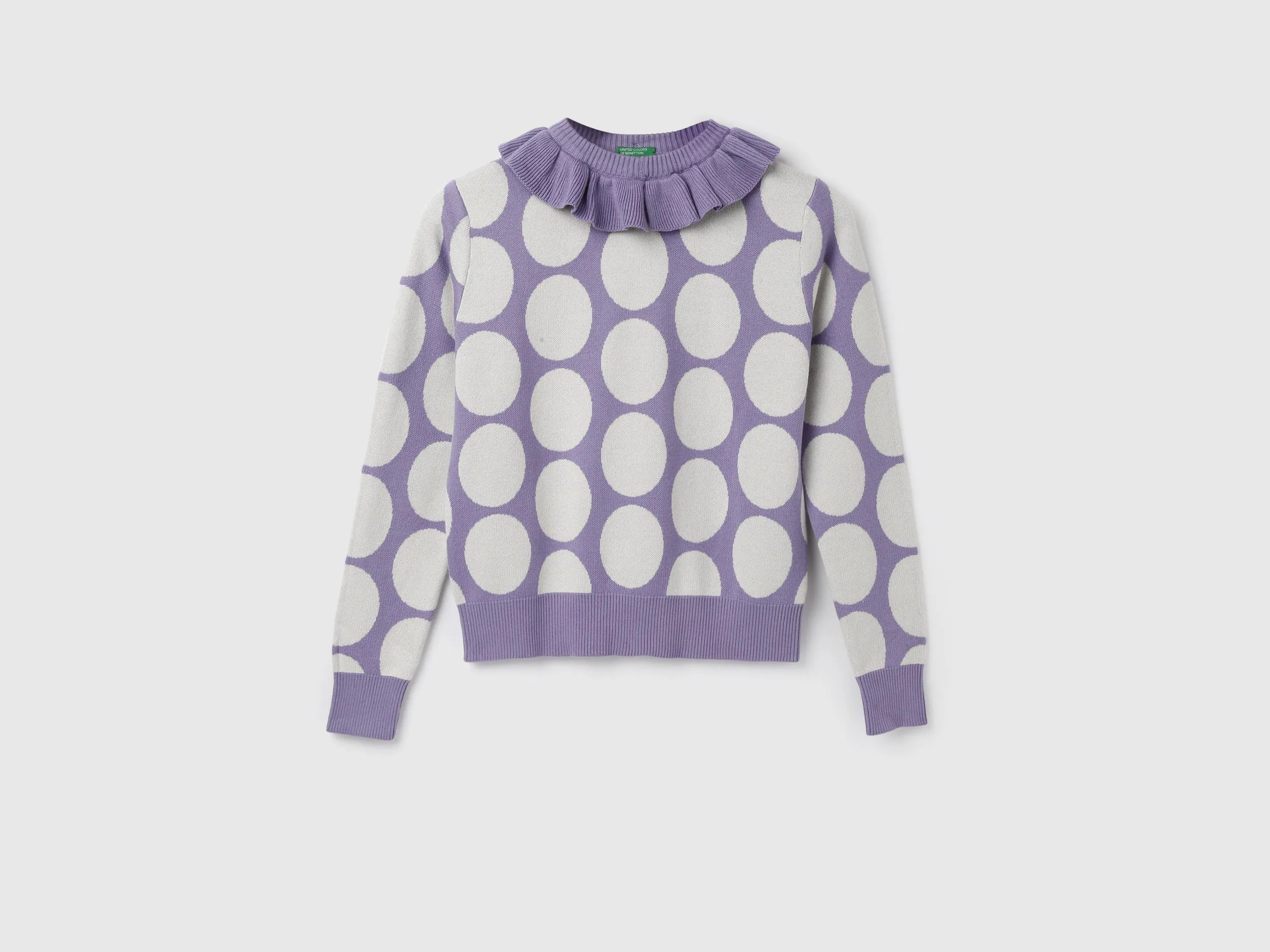 Women's Regular Fit Flutter Neck Polka Dot Sweaters