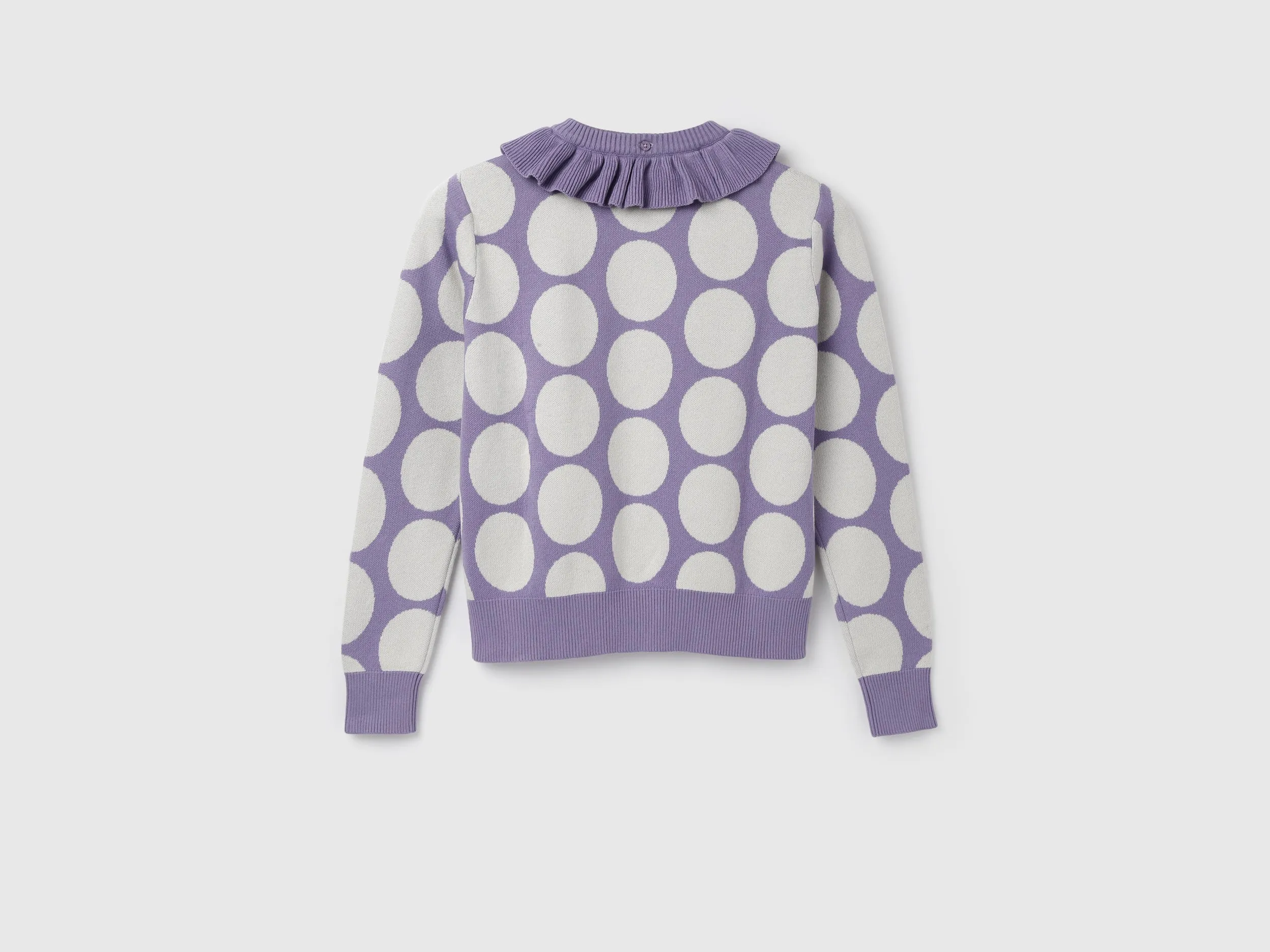 Women's Regular Fit Flutter Neck Polka Dot Sweaters