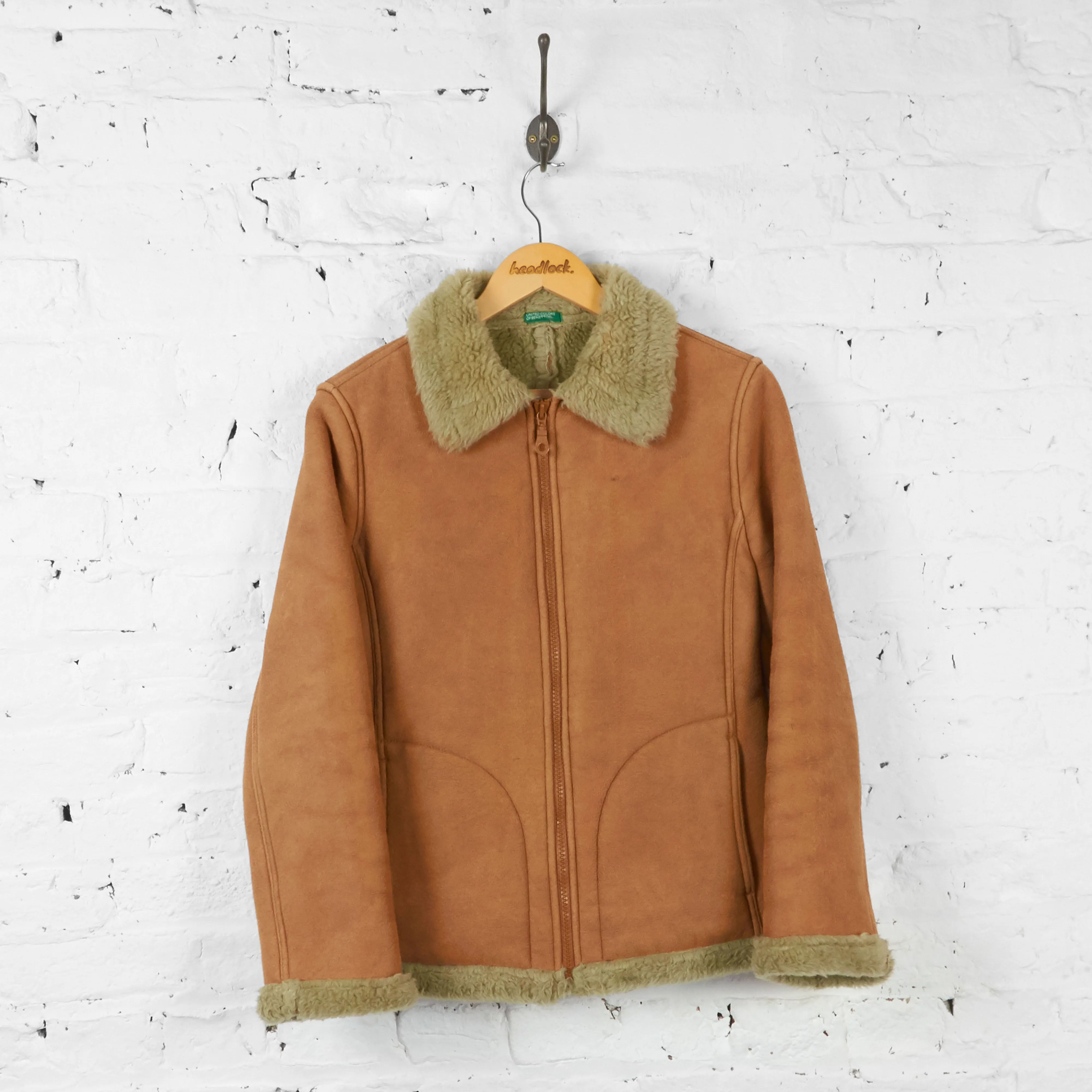 Womens United Colors of Benetton Sheepskin Jacket - Brown - Womens M