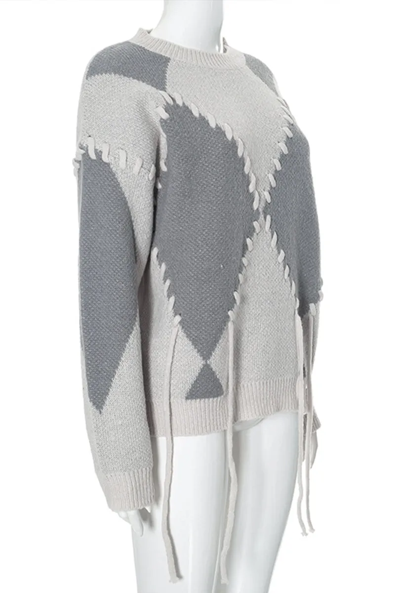 WS3123 Plaid Pullover Sweater Outerwear