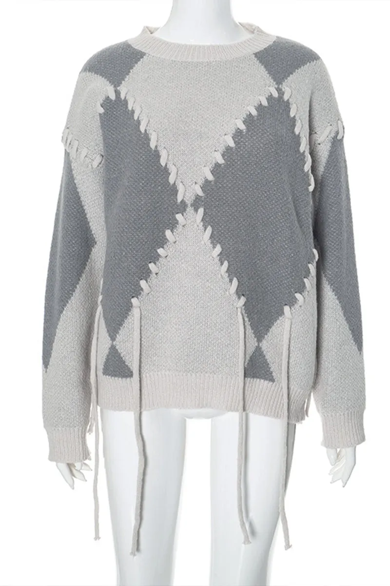 WS3123 Plaid Pullover Sweater Outerwear