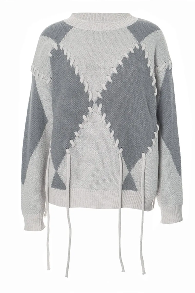 WS3123 Plaid Pullover Sweater Outerwear