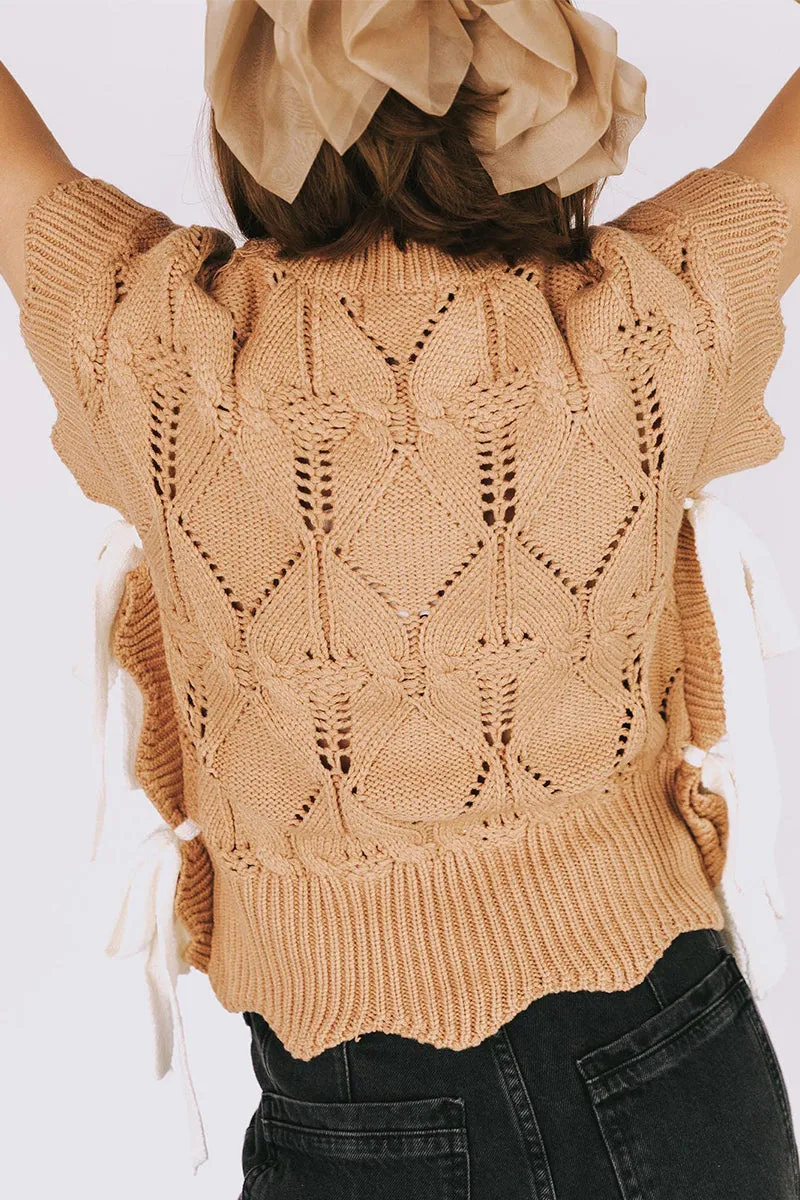 WT3078 Crochet Short Sleeve Shirt Outerwear