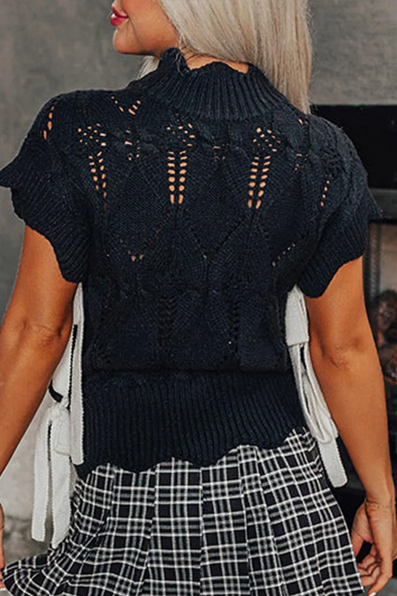 WT3078 Crochet Short Sleeve Shirt Outerwear
