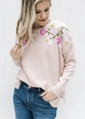 X Flowers on Blush Sweater