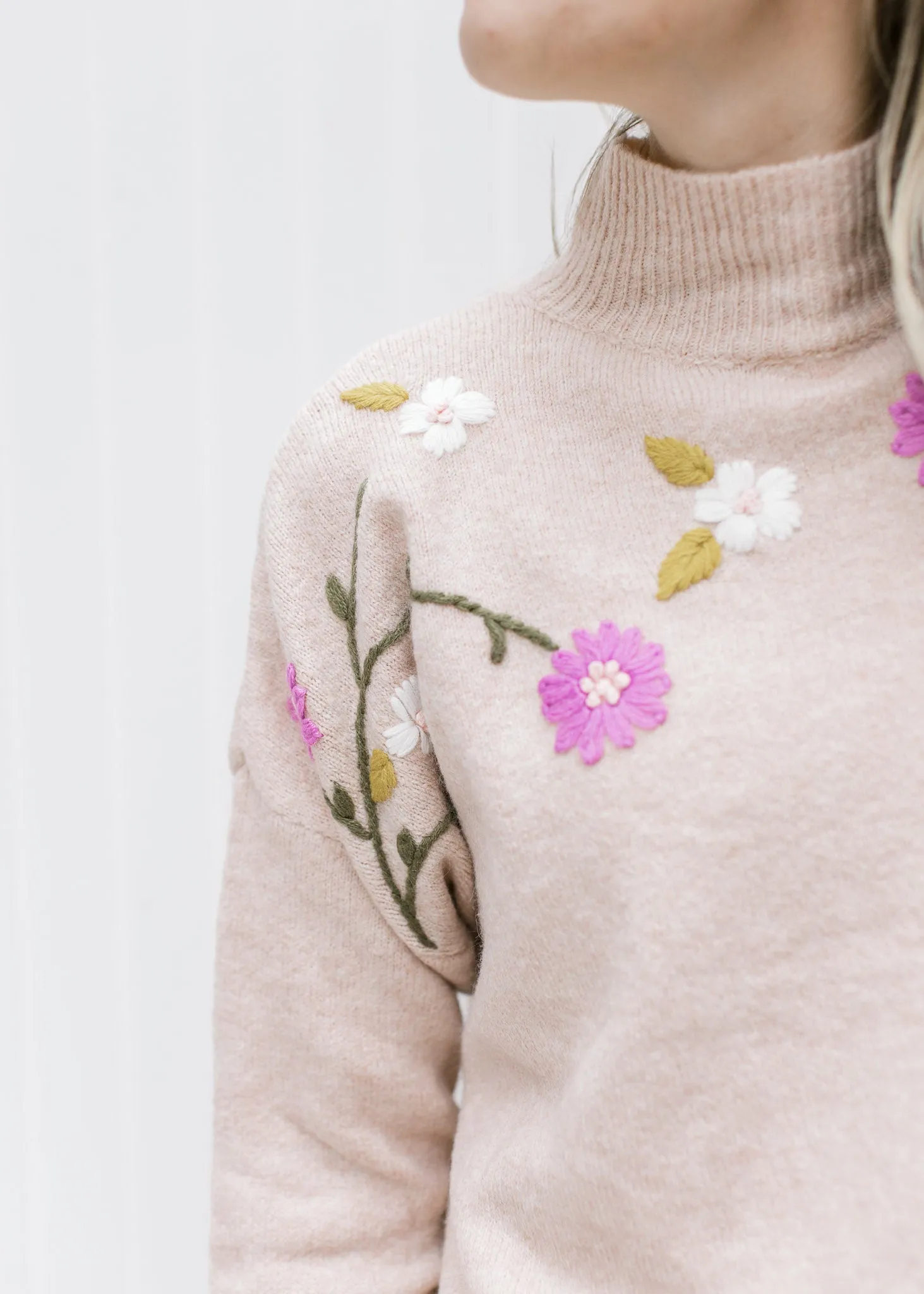 X Flowers on Blush Sweater