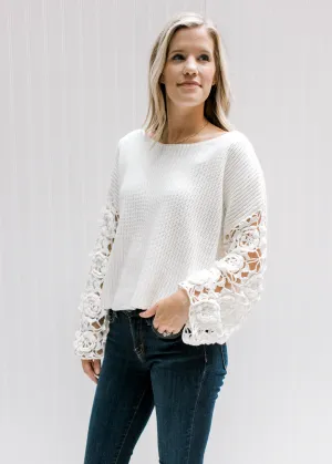 X White Openwork Sleeve Sweater