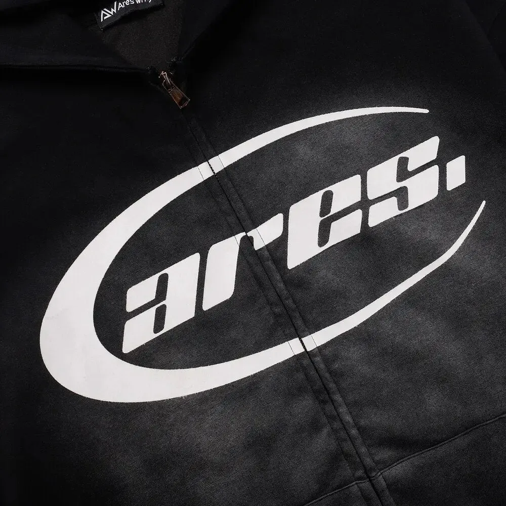 Y2K Letter Print Zip Hoodie for Casual Streetwear Style