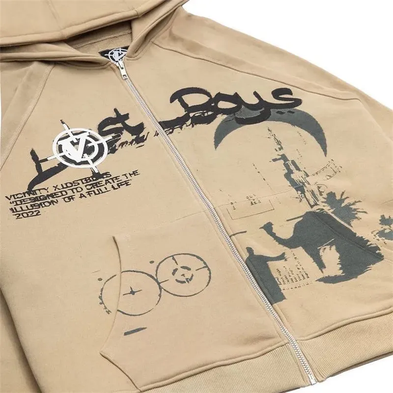 Y2K Rhinestone Cobweb Zip Up Oversized Sweatshirt 2022 Autumn Goth Hoodie Men Women Grunge Hooded Jacket Streetwear Y2K Clothing