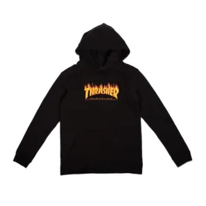 Youth Flame Hooded Sweat Black