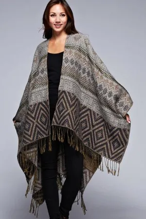 ZION REVERSIBLE PONCHO CREAM-